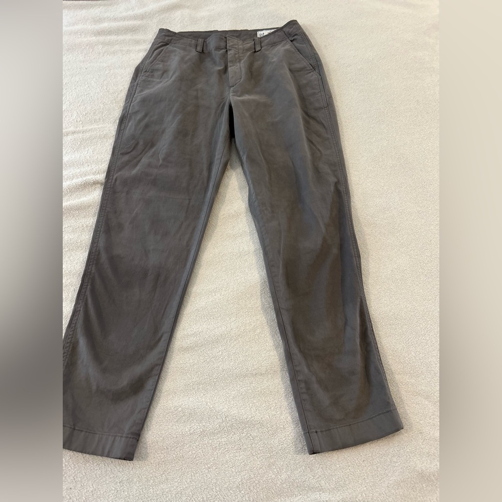 GAP Downtown Khaki Pants Women’s 12 Tall High Rise 30” Inseam Gray